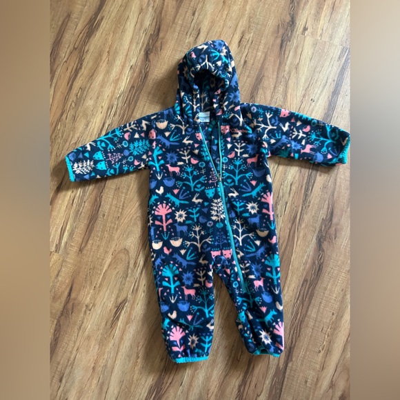 Columbia Fleece Snowsuit Woodland Onesie Baby Size 6-12 Months - Picture 1 of 7